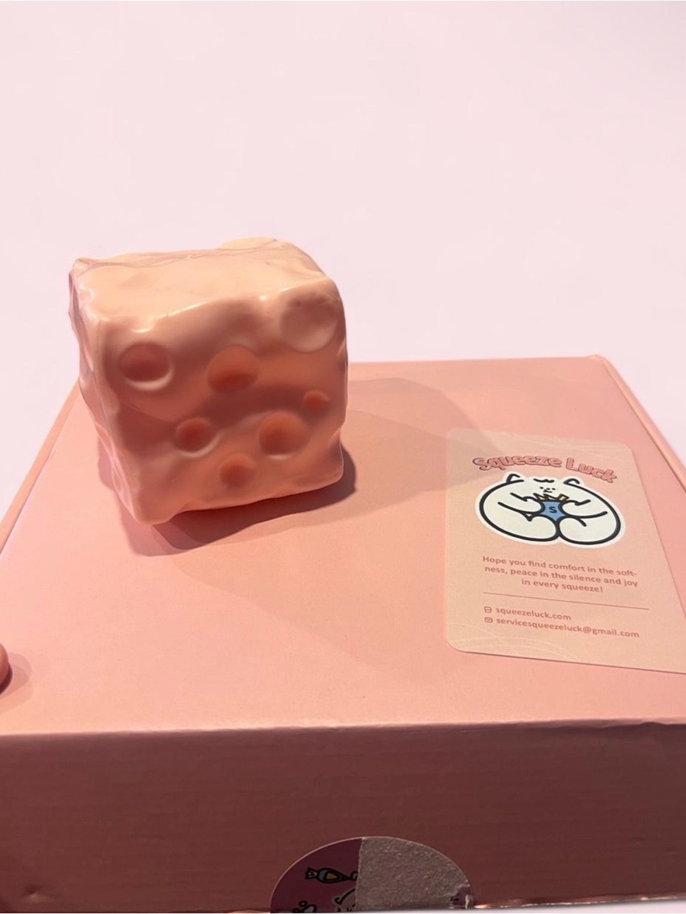 SqueezeLuck Pink Jumbo Cheese Pink Squeezable Squeeze Stress Ball Fidget Toy